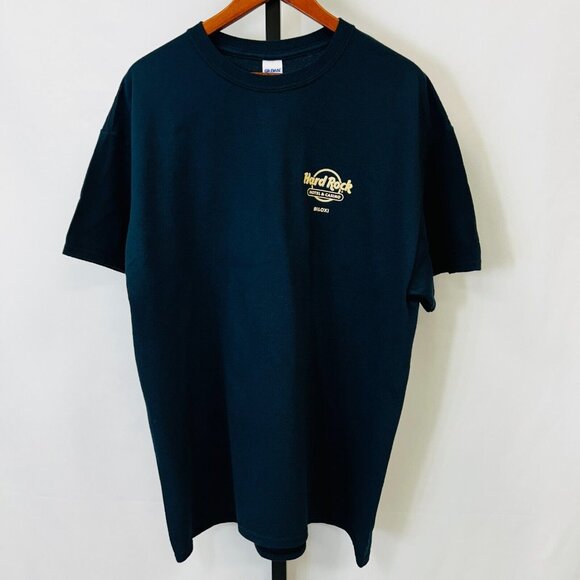 Hard Rock Biloxi T-Shirt Size XL Navy Blue Casino Guitar Graphic Gildan Crewneck - Picture 1 of 9